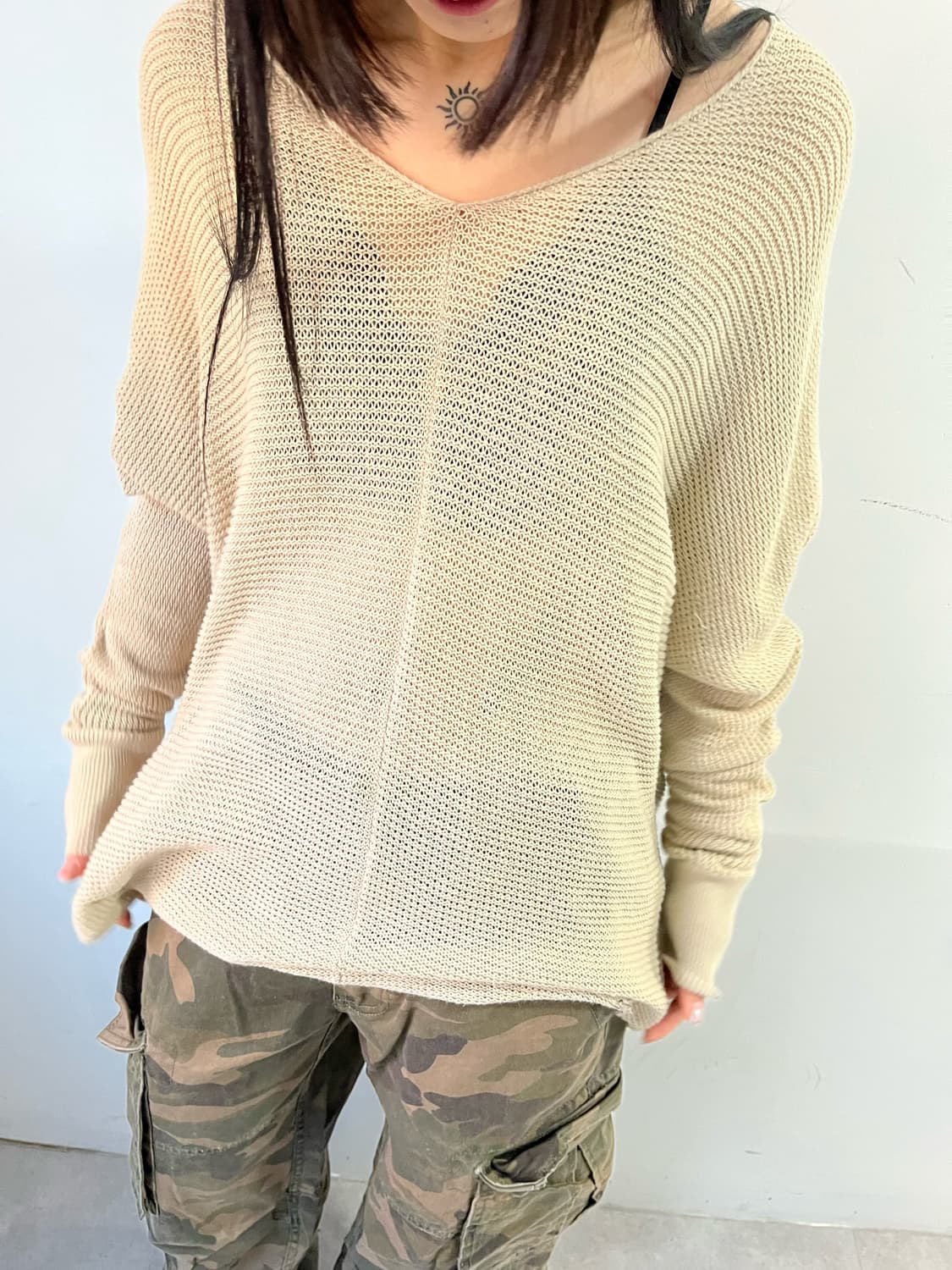 베이지 오버핏 니트 상품이미지3