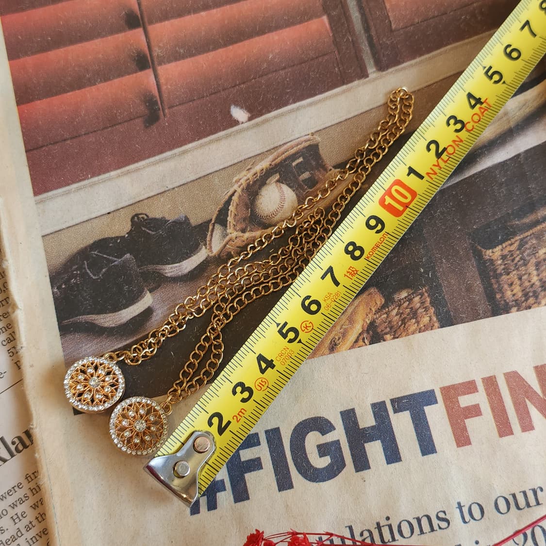 90s 프랑스 빈티지 쥬얼리 썬 플라워 커팅 레이어드 골드 체인 장식 상품이미지10