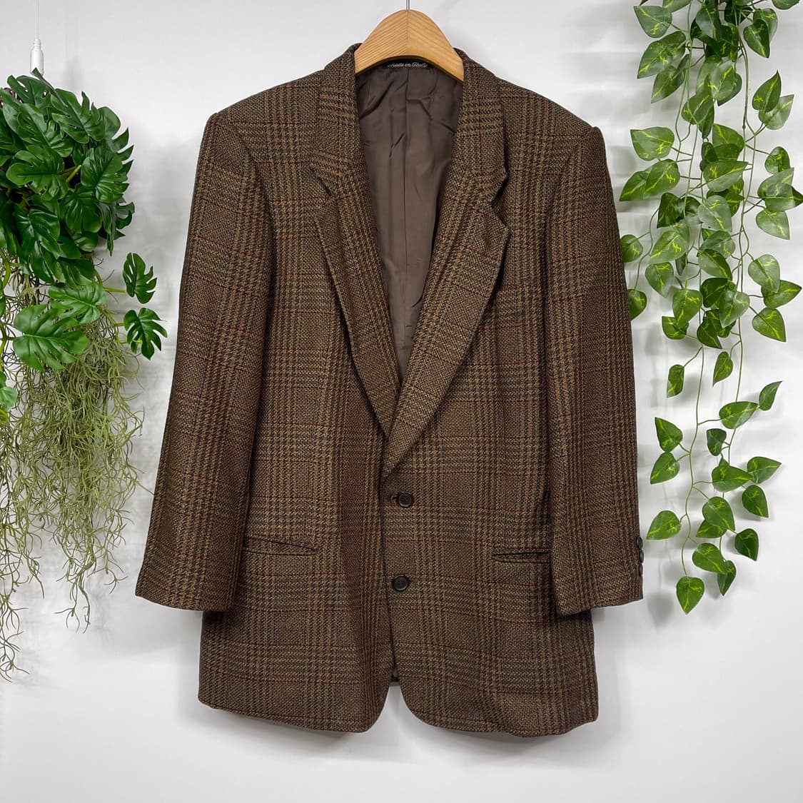 아르마니] 빈티지 체크 브라운 울 자켓 (L) 상품이미지1