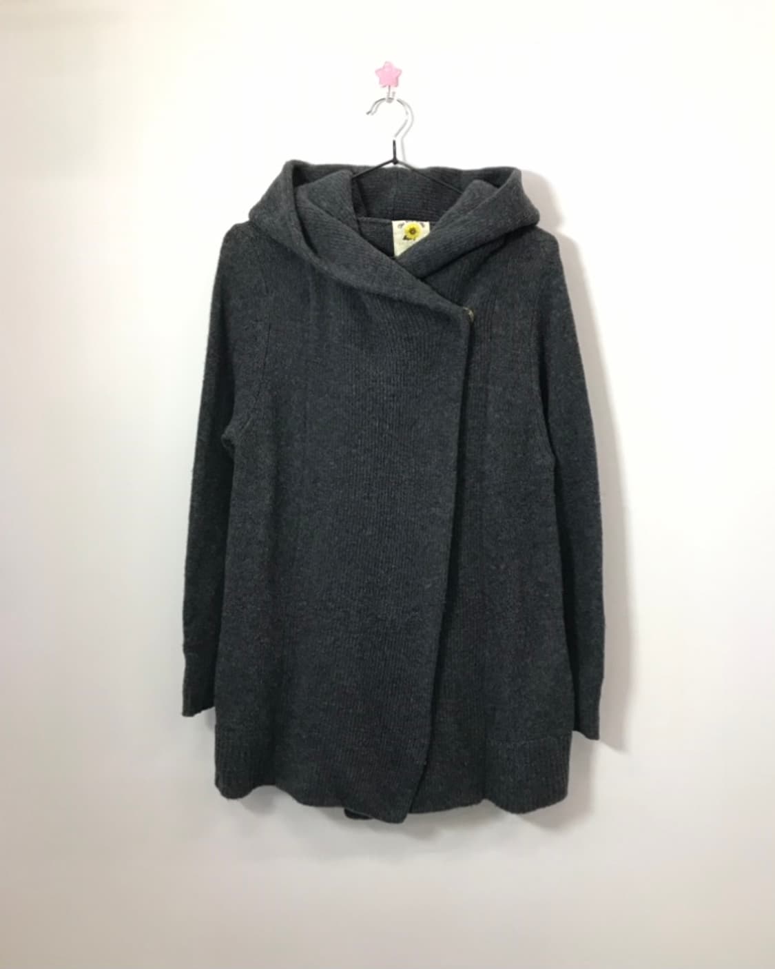 Ray Beams Dark Grey Hooded Wrap Cardigan 상품이미지1