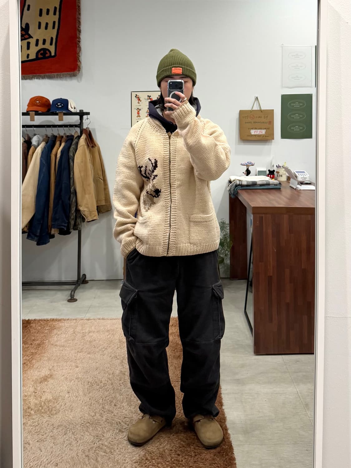 60-70s Vtg 빈티지 헤비울 Deer 코위찬 니트 집업 상품이미지2