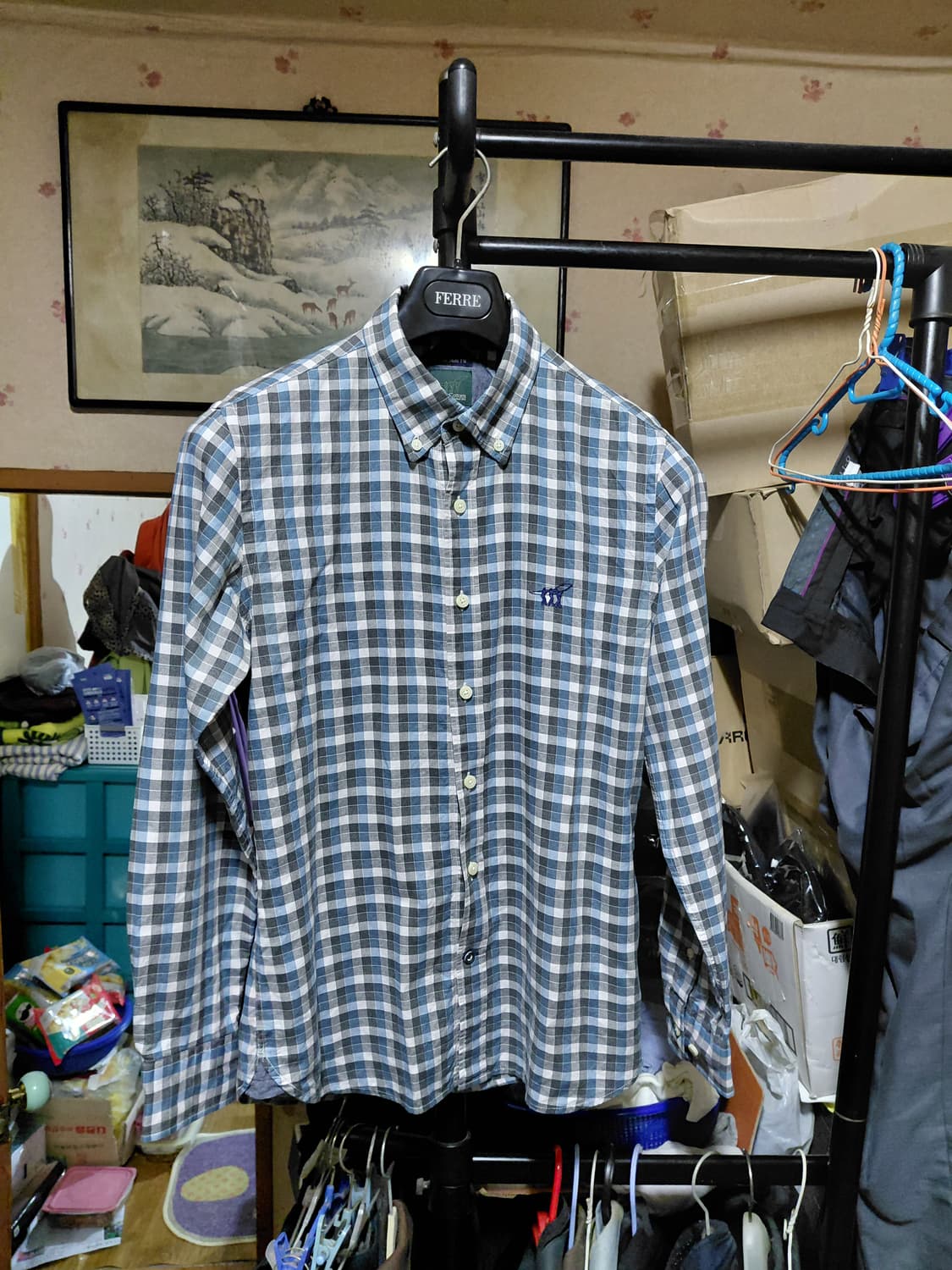 [헨리코튼]코튼 체크 셔츠 95사이즈  상품이미지1