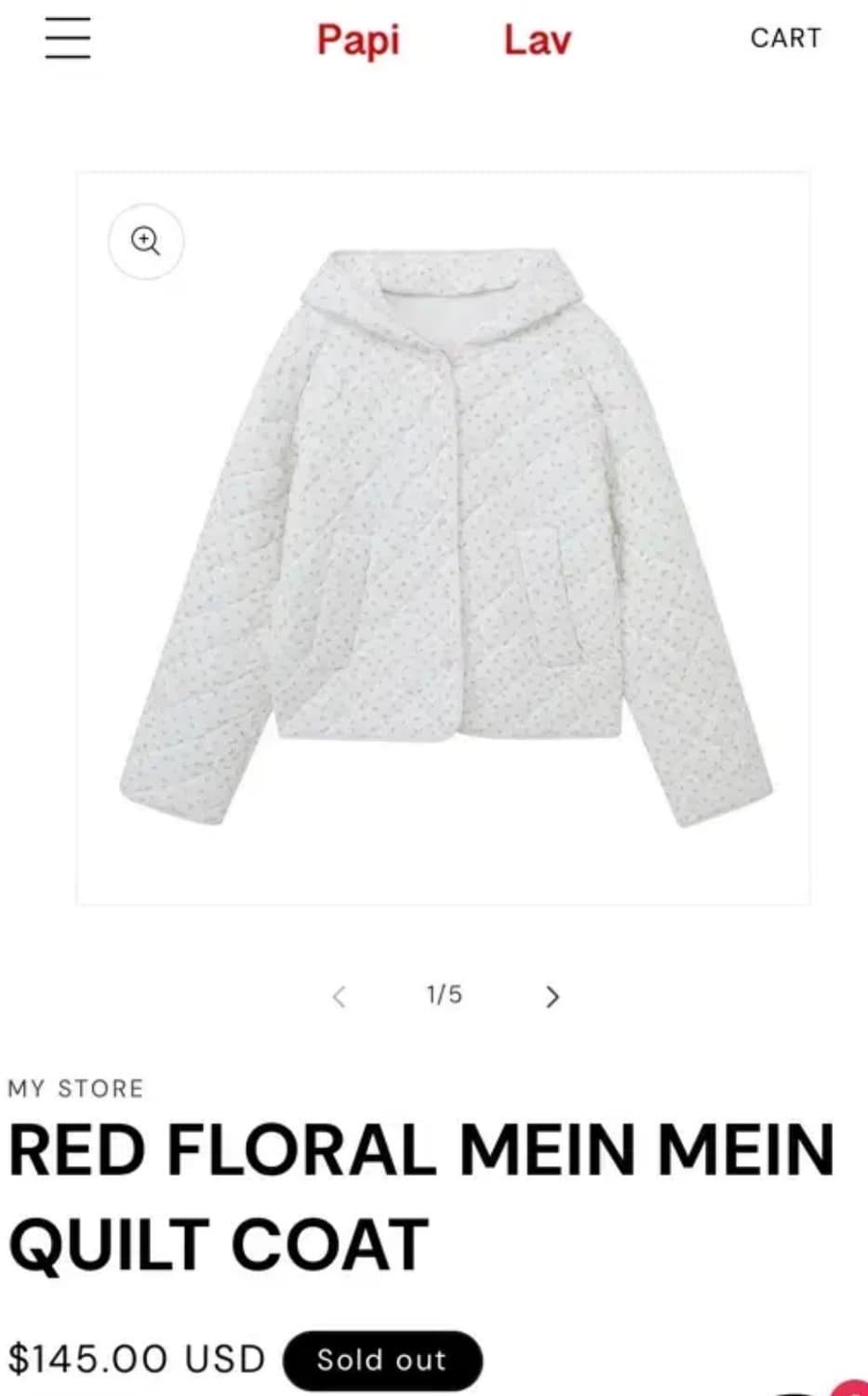 구해요 ) papi lav 레드 플로럴 퀼팅 코트 상품이미지1