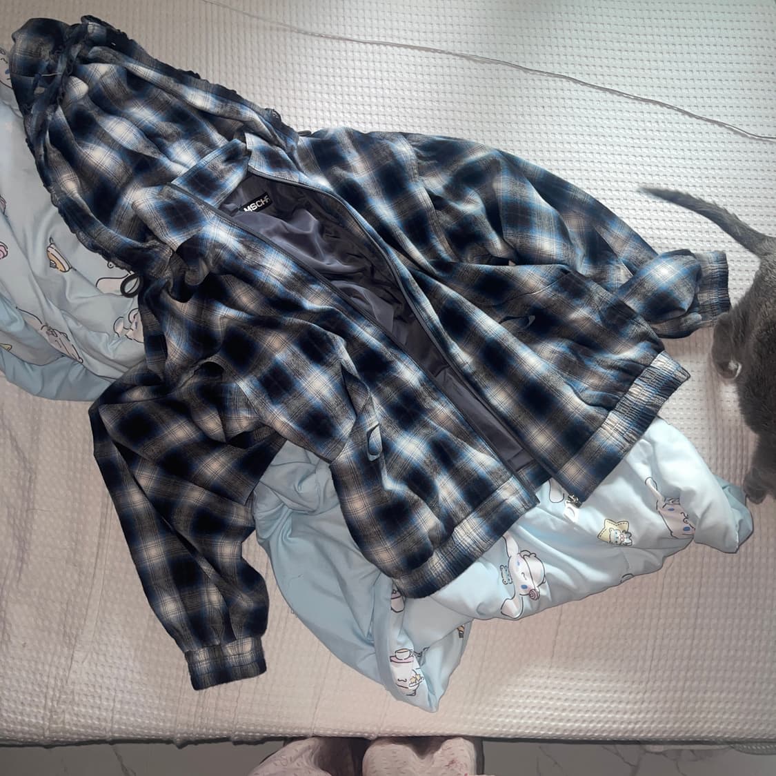 미스치프 보넷 후드 자켓 블루 블랙 L 상품이미지2