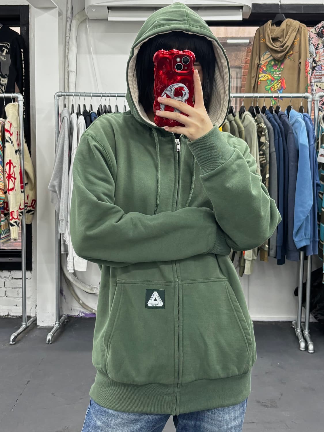 팔라스 패치 로고 써멀 후드집업 상품이미지4