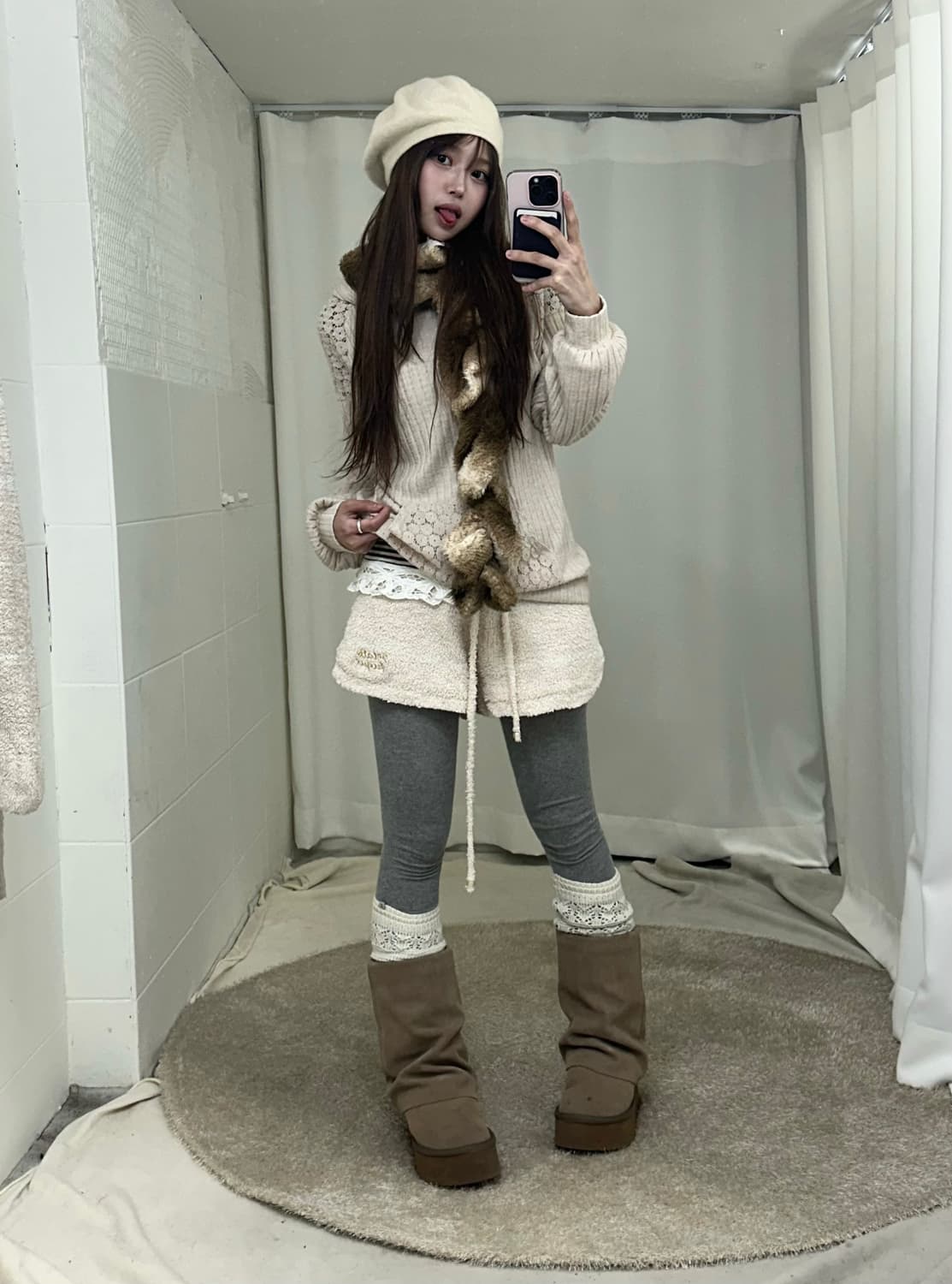 아이보리 세미갸루 코리락쿠마 모리걸 코디세트 상품이미지3