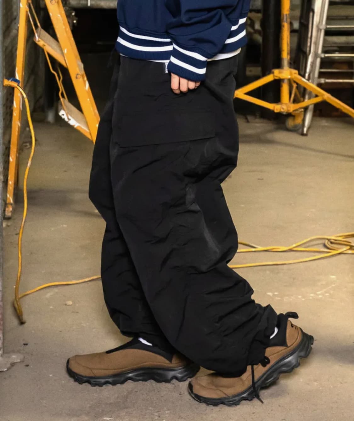 XP127 셔링 카고 팬츠 (BLACK) S 상품이미지1