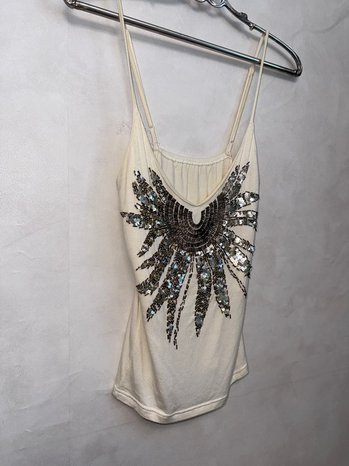 Ivory oriental spangled flower 슬리브리스 상품이미지5