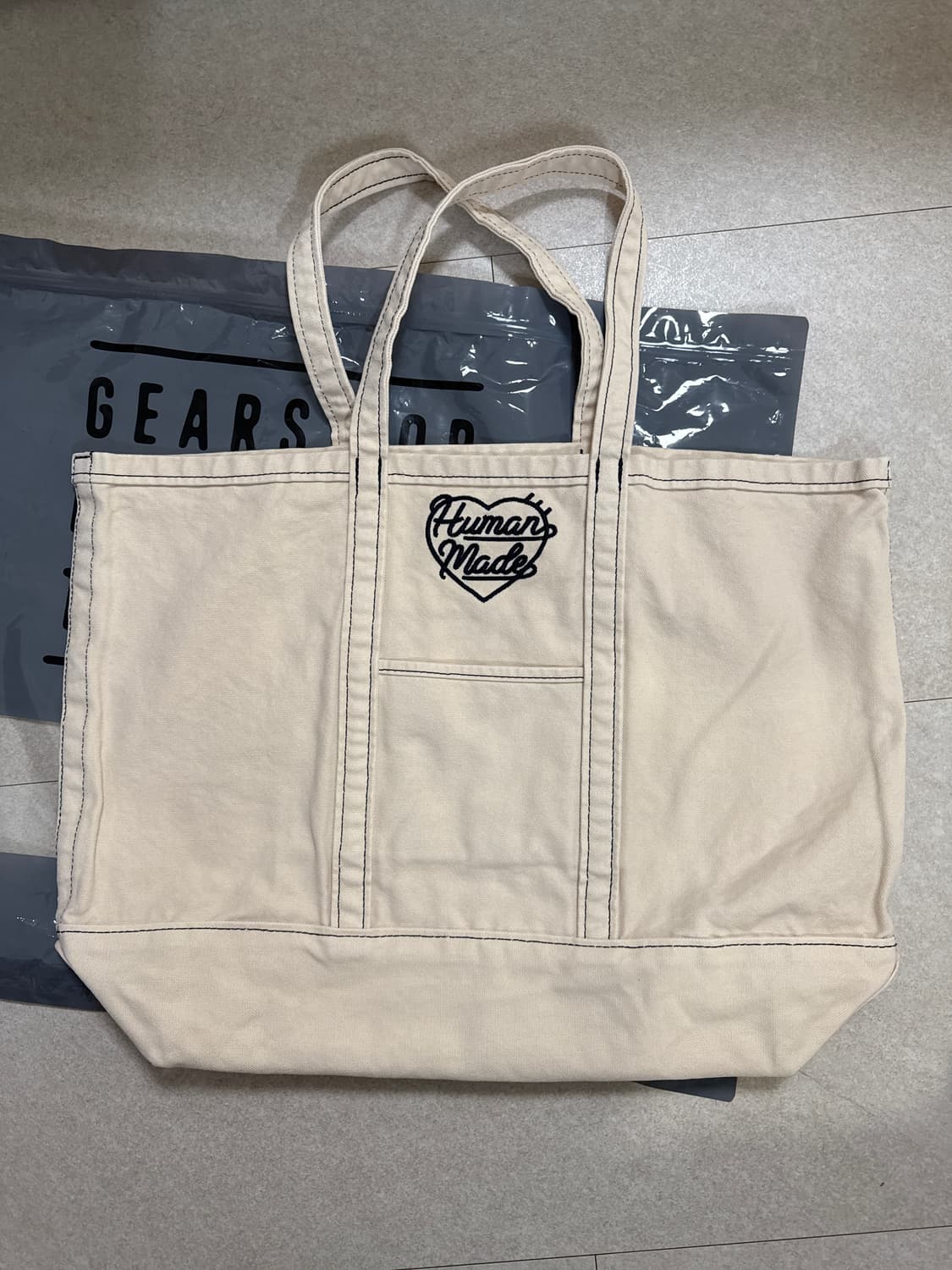 휴먼메이드 가먼트 다이드 토트백 화이트  상품이미지1