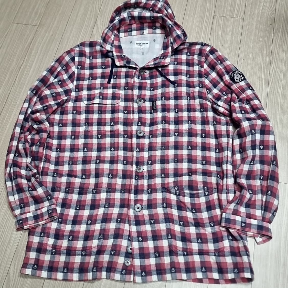일본제 시나코바 앵커 체크 후드 셔츠(100) 상품이미지1