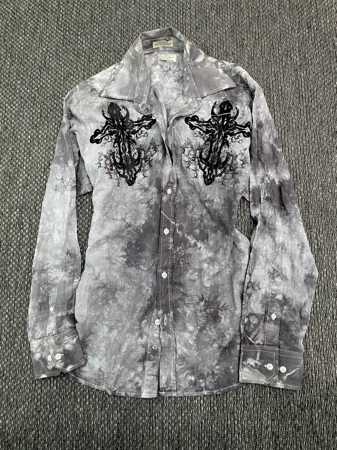 2000s Cross&Wings Print Losses Fit Shirt 상품이미지5