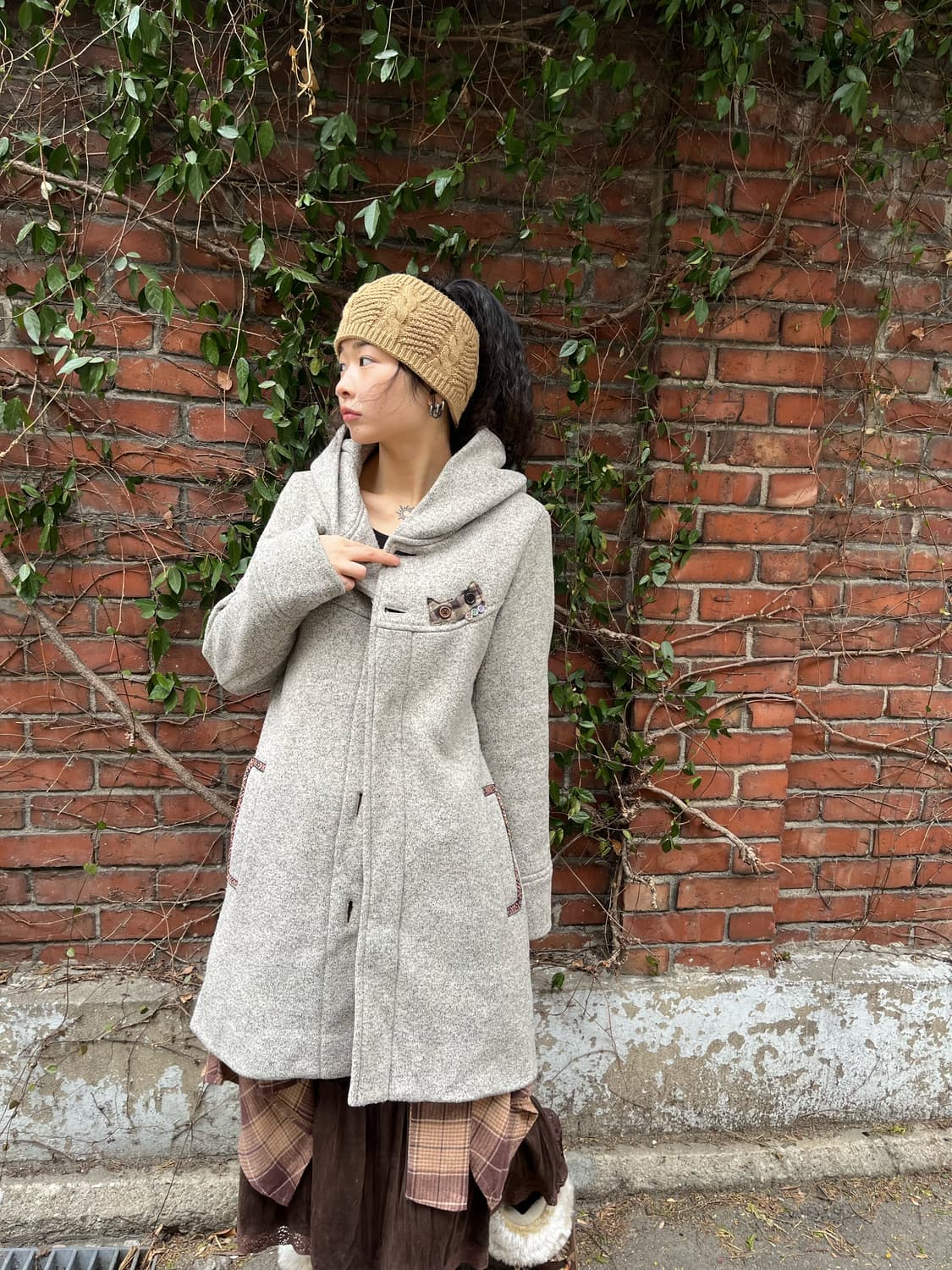 티티카카 고양이패치 후드 코트 상품이미지1