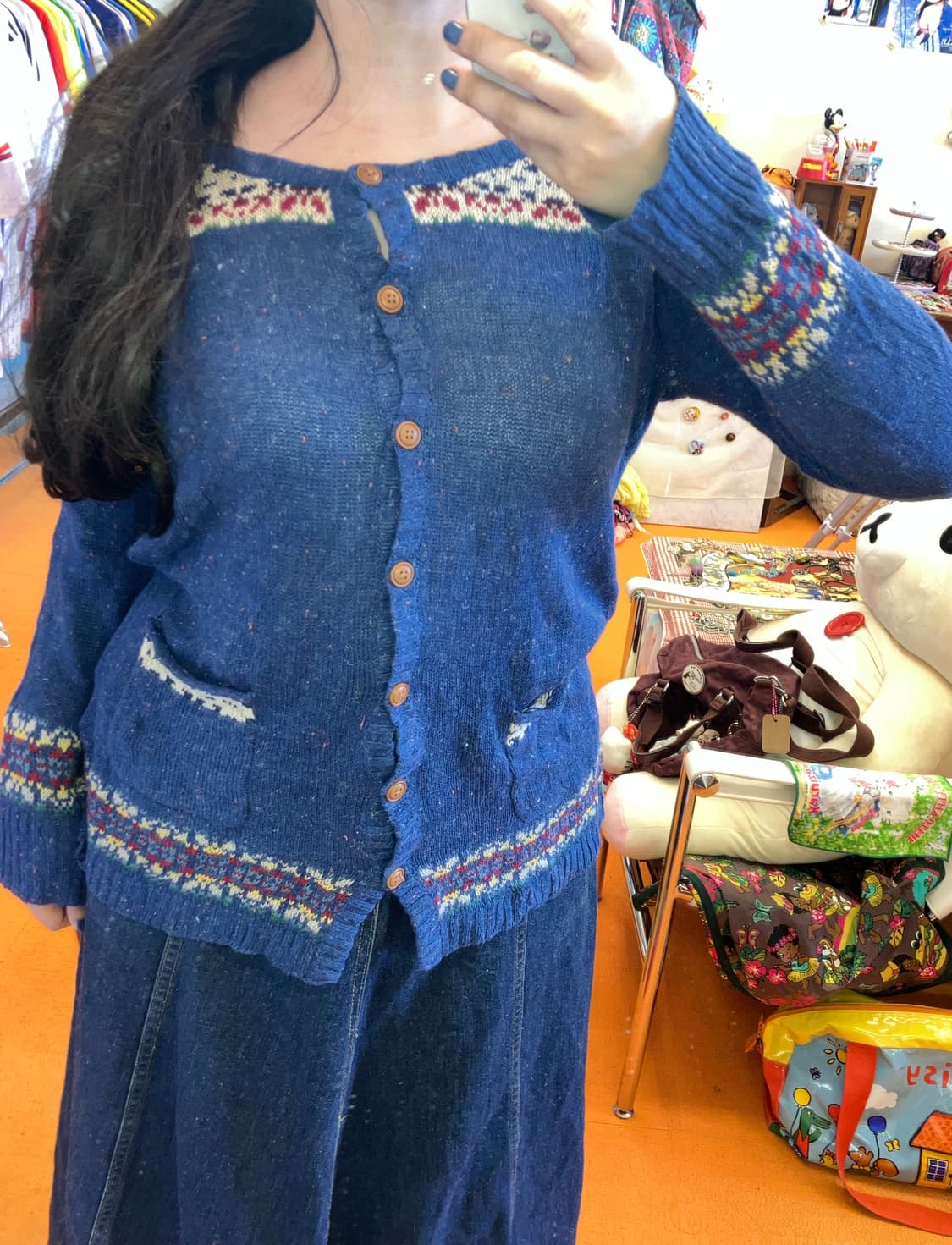 모리 네이비 투포켓 가디건 상품이미지1