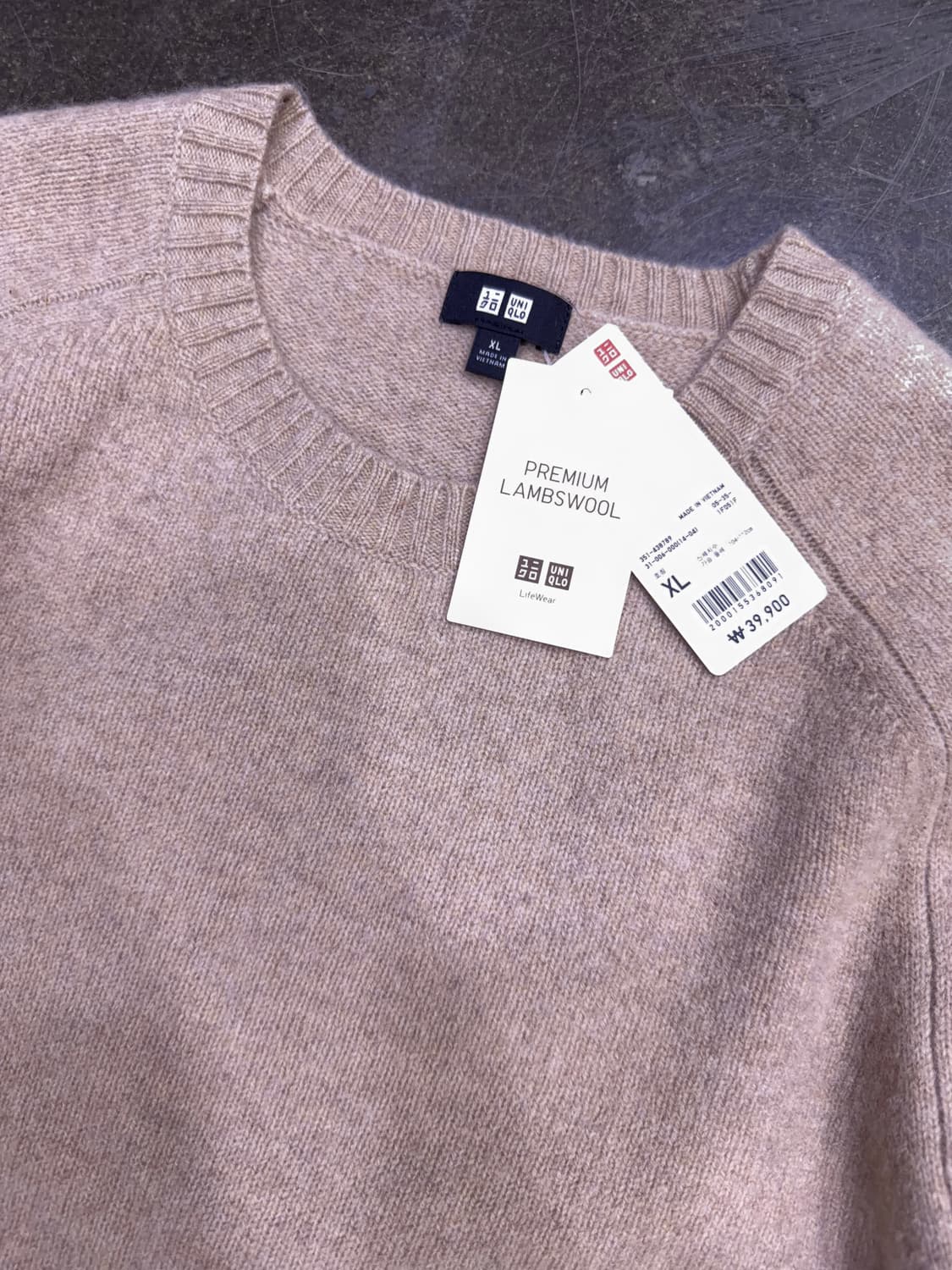 유니클로 프리미엄 램스울 니트 스웨터 베이지 XL 상품이미지3