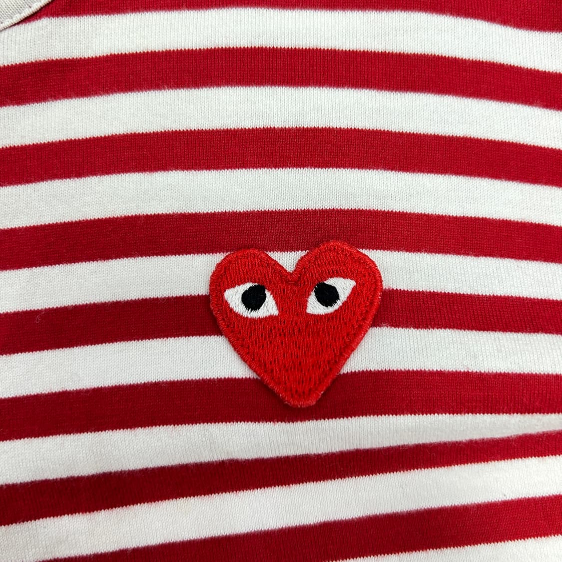 (한글택)꼼데가르송 우먼스 스트라이프 보더티(L) 상품이미지4