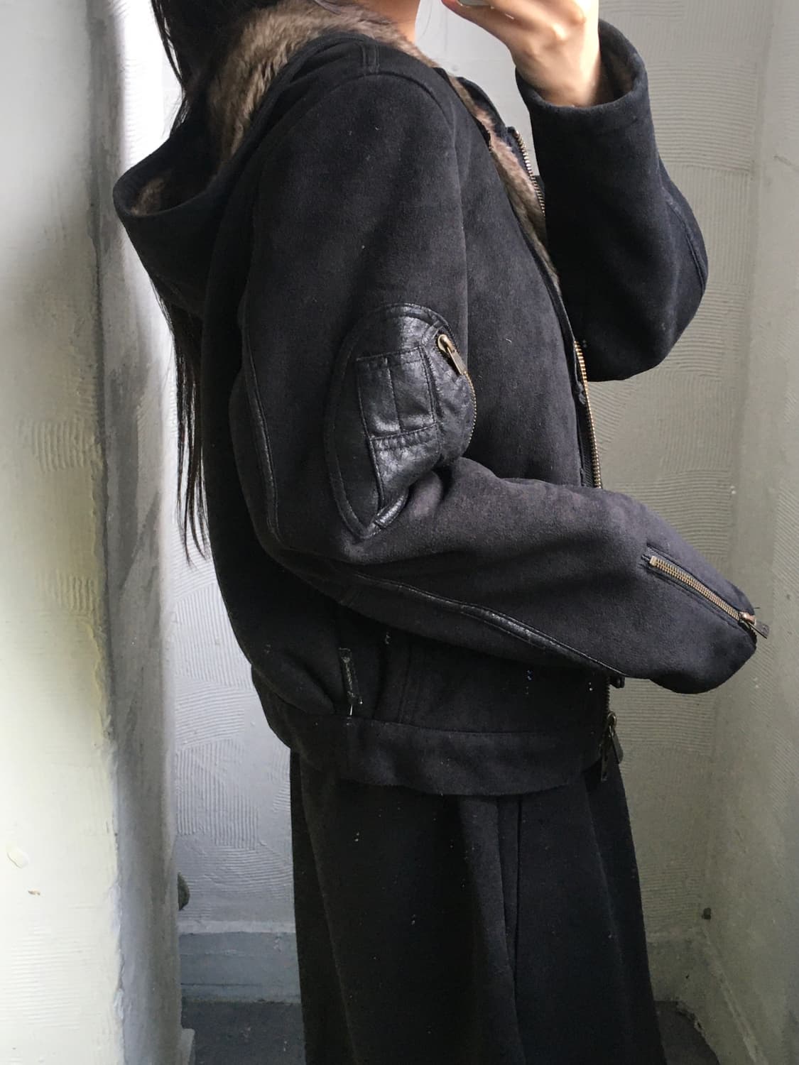 Armani Jeans 아르마니 진스 블랙 퍼 집업 상품이미지3