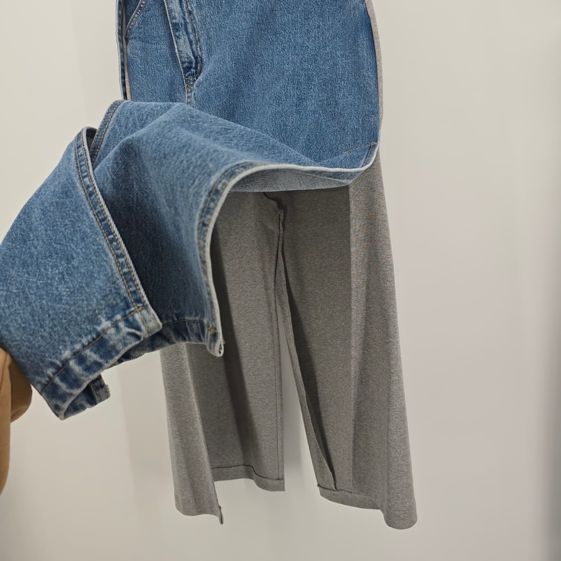 MAGJAY 데님 믹스 트레이닝 스판 롱스커트  55-66 상품이미지4