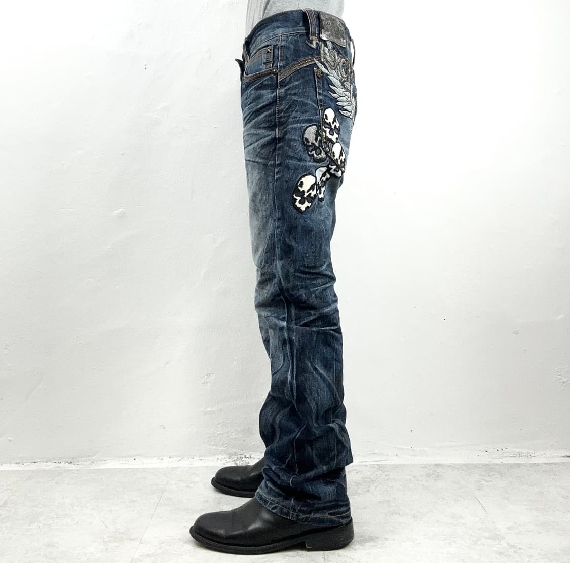 Red Pepper Wing Skull Embroidered Denim  상품이미지2