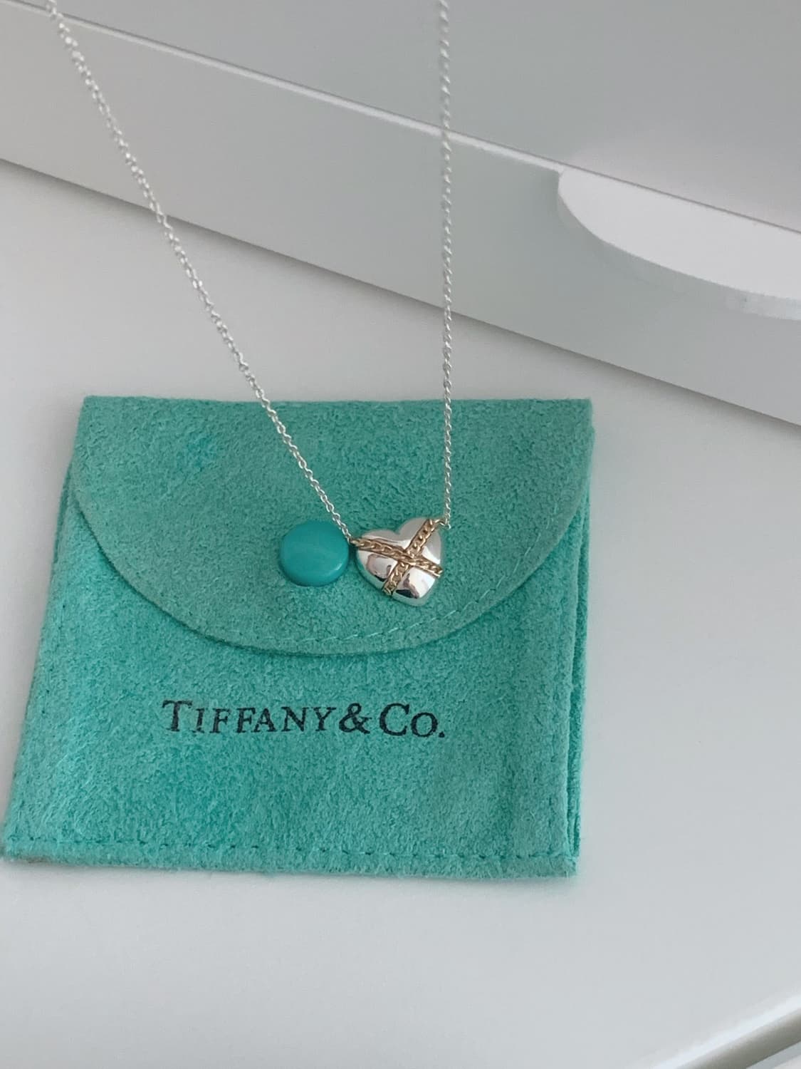 [ 티파니앤코 ]  하트 크로스 체인 18k 골드 콤비 목걸이 상품이미지9