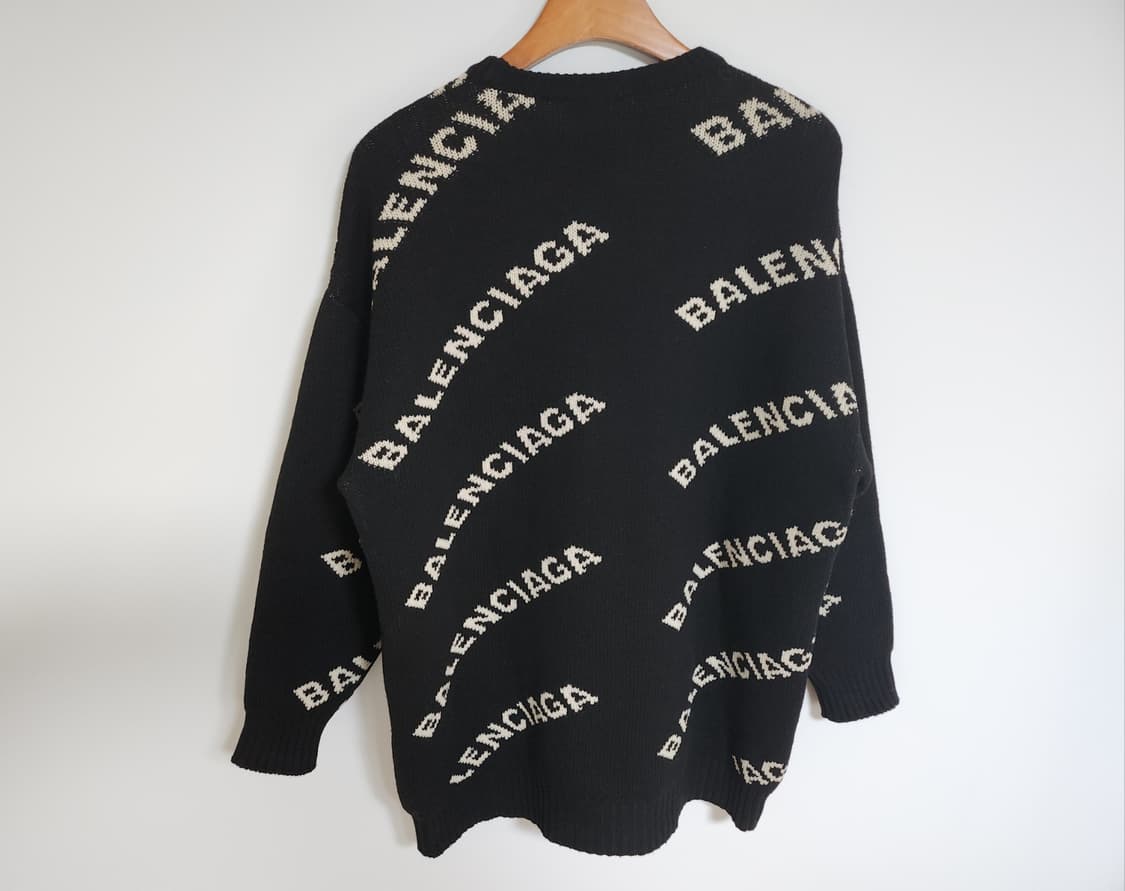 [S] 발렌시아가 블랙 울 멀티로고 여성 오버핏 니트 555273 상품이미지4