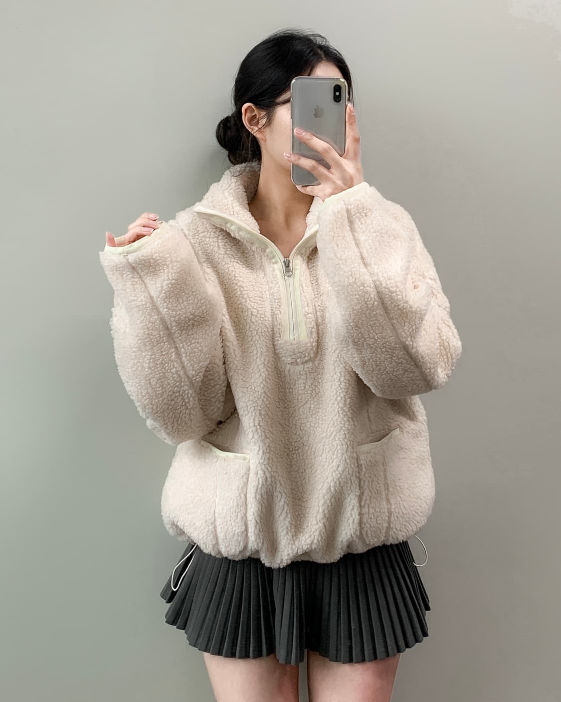 파사드 패턴 반집업 후리스 상품이미지3