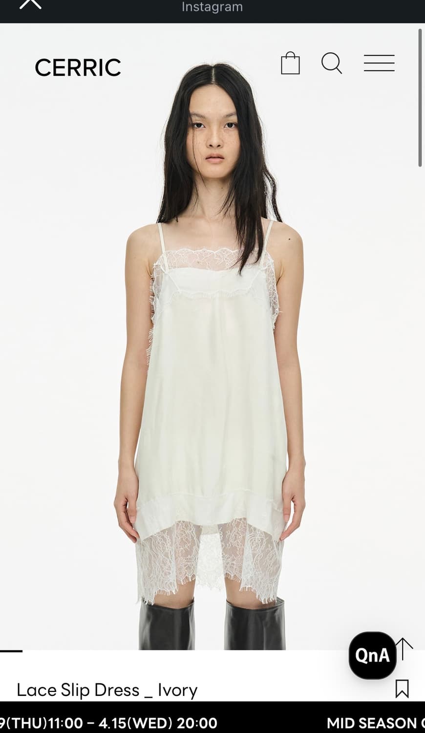 세릭 cerrix 레이스 슬립 드레스 아이보리 OS  상품이미지5