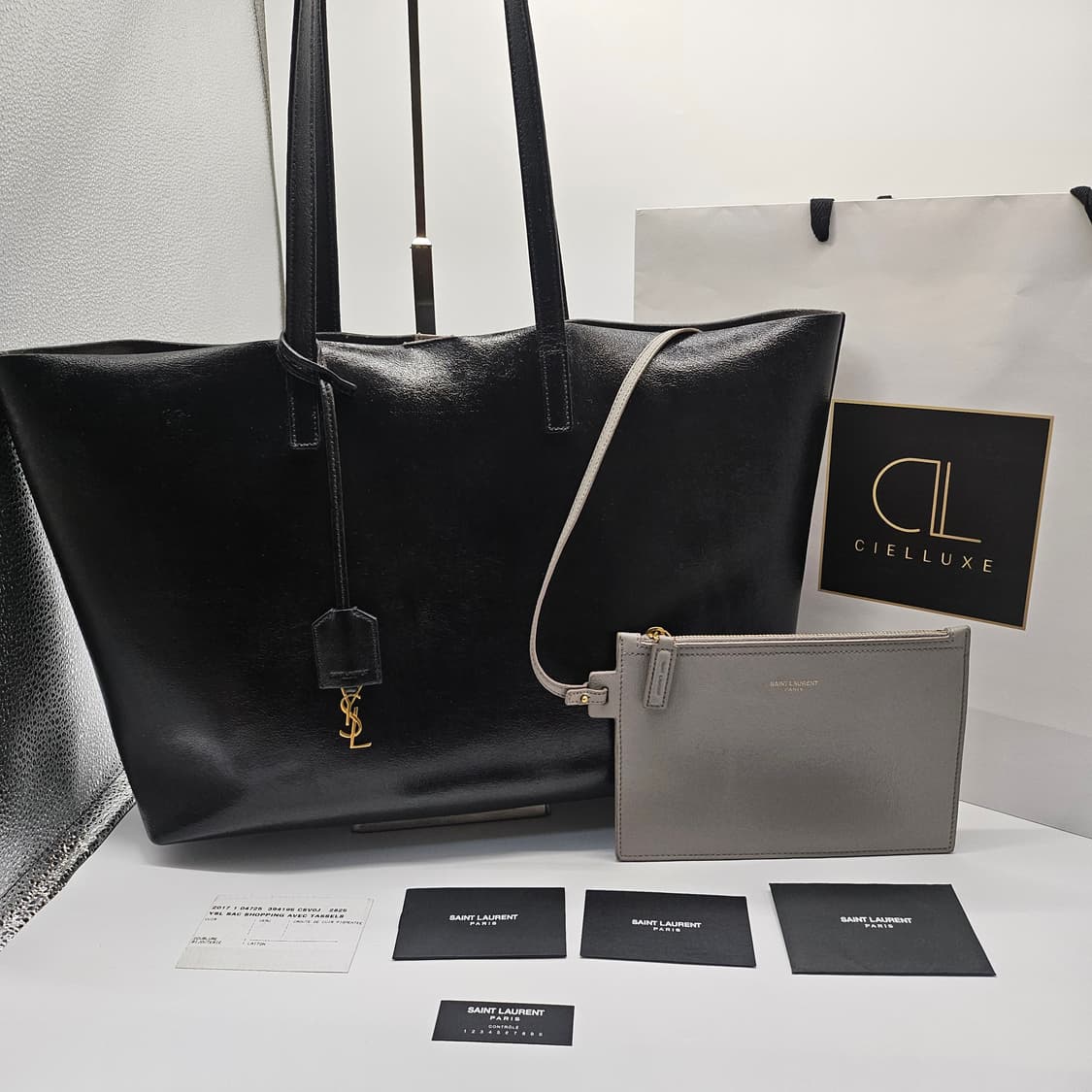 정품 입생로랑 이스트 웨스트 쇼퍼백 상품이미지1