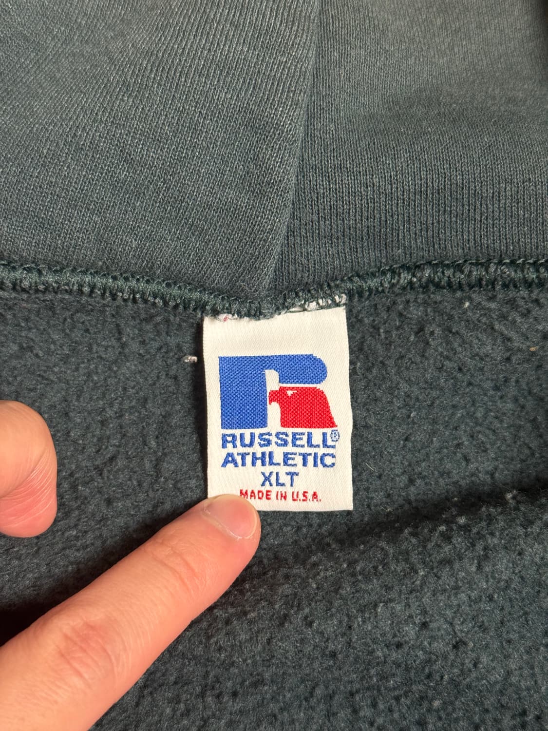 90‘s usa 러셀 후드집업 다크그린 상품이미지4