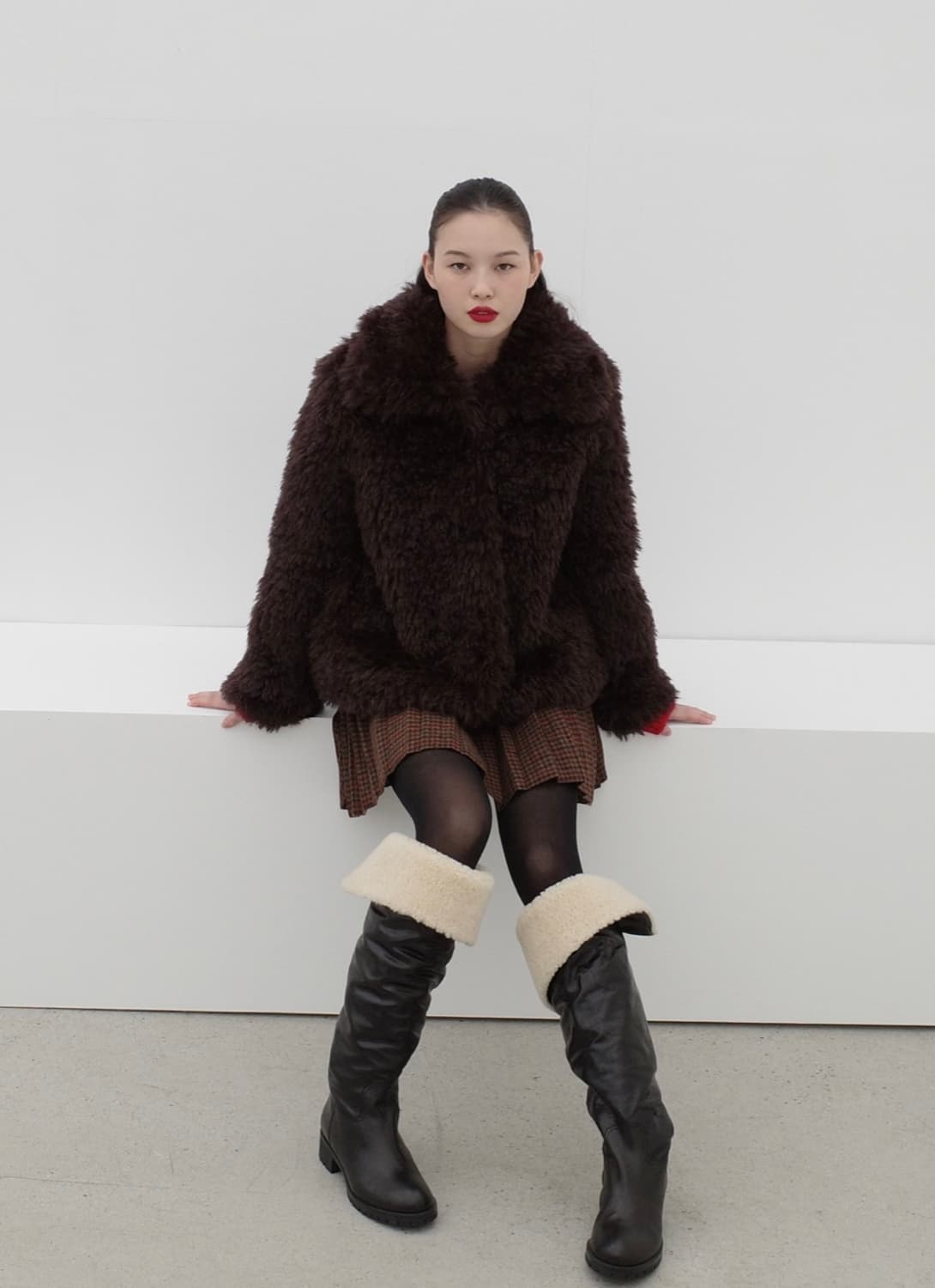 포니테일 초코 셰기 퍼자켓 상품이미지1