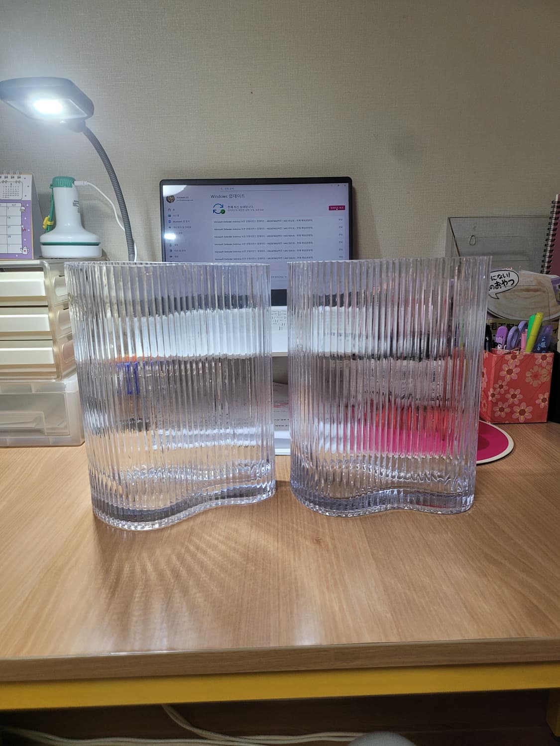 물결무늬 투명 유리화병 2개 상품이미지1