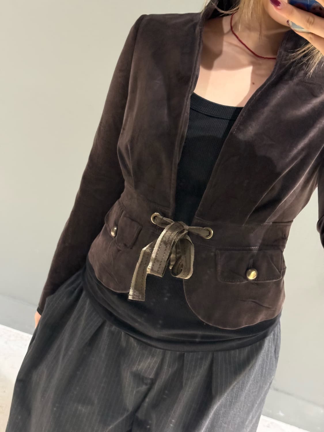 velvet ribbon point non-collar jk 상품이미지2