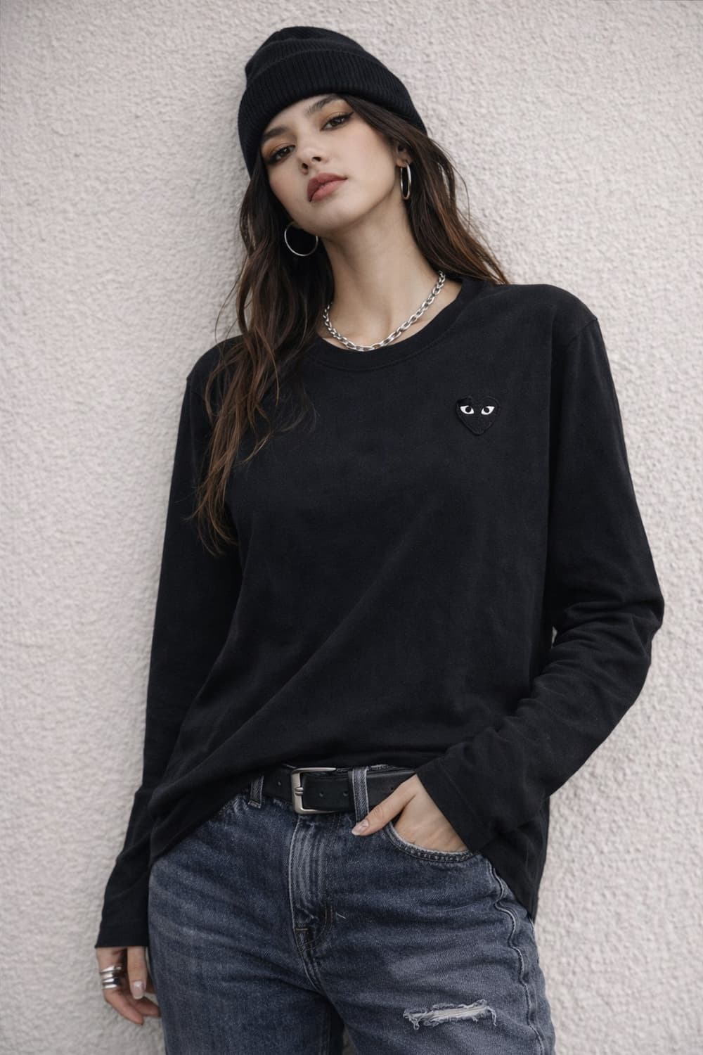 꼼데가르송 플레이 블랙 롱슬리브 티셔츠 상품이미지1