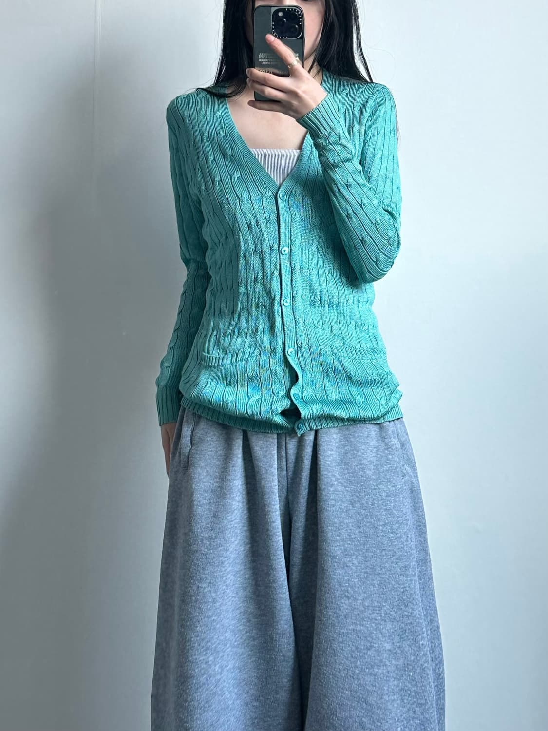 로렌 랄프로렌 에메랄드 꽈배기 케이블 니트 가디건 상품이미지1