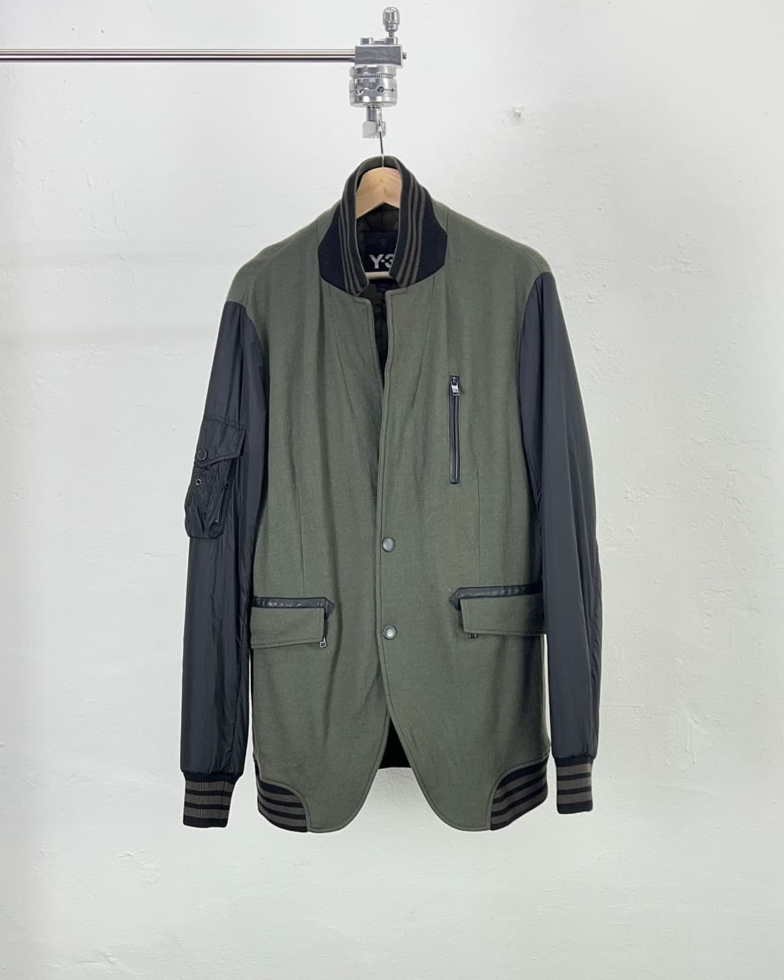 Y-3 스위칭 카키 믹스 하이브리드 블레이저 바시티 울 자켓 상품이미지1