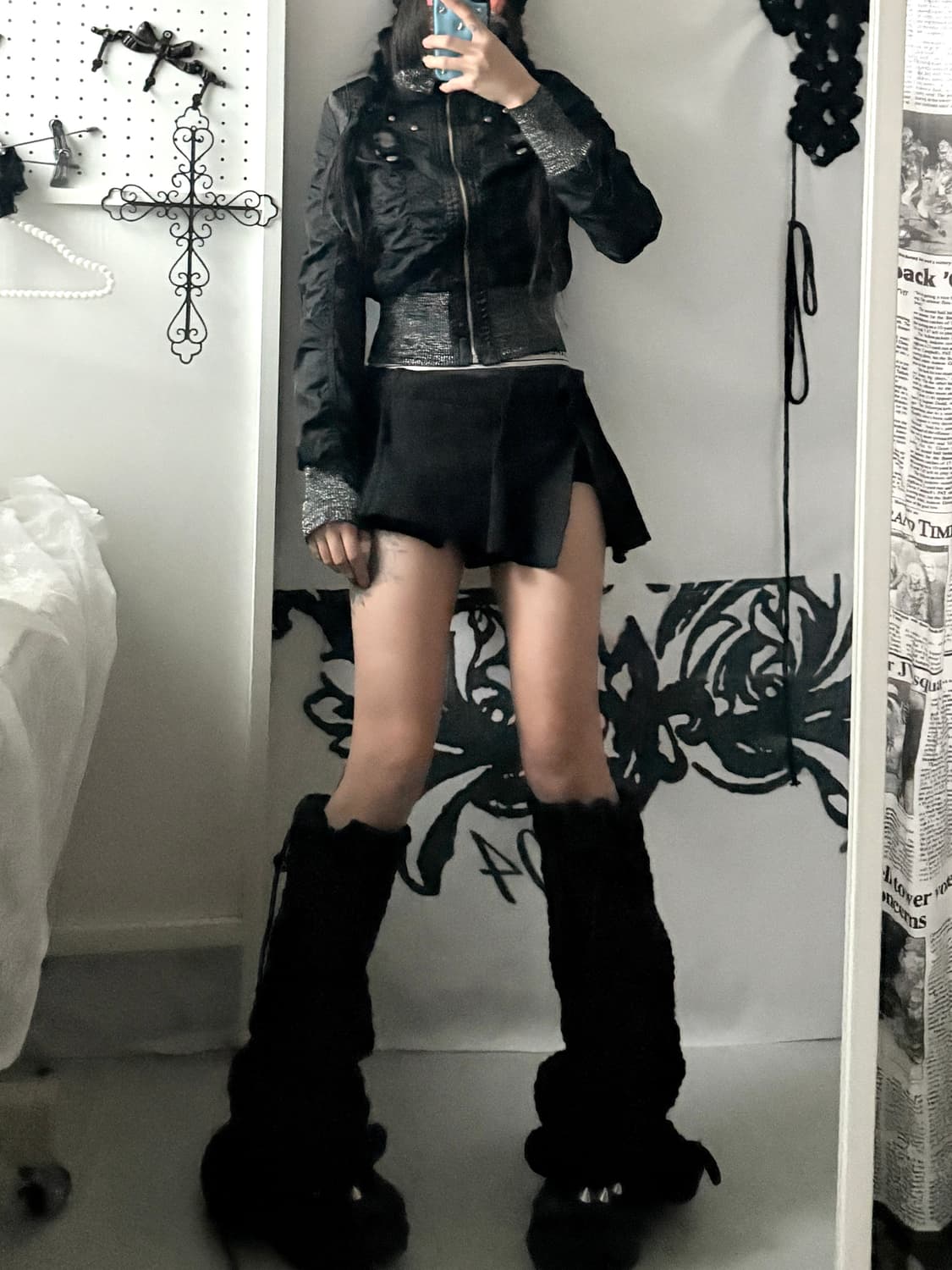 Black High-neck Shirring Eyelet Zipup 상품이미지4