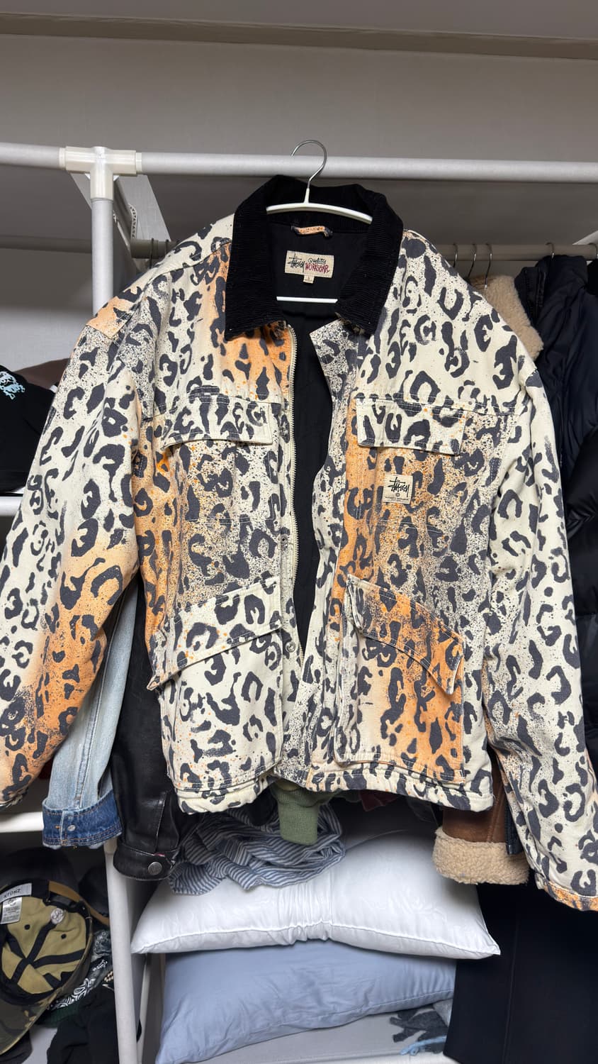 스투시 워시드 캔버스샵 레오파드 자켓 L 상품이미지1