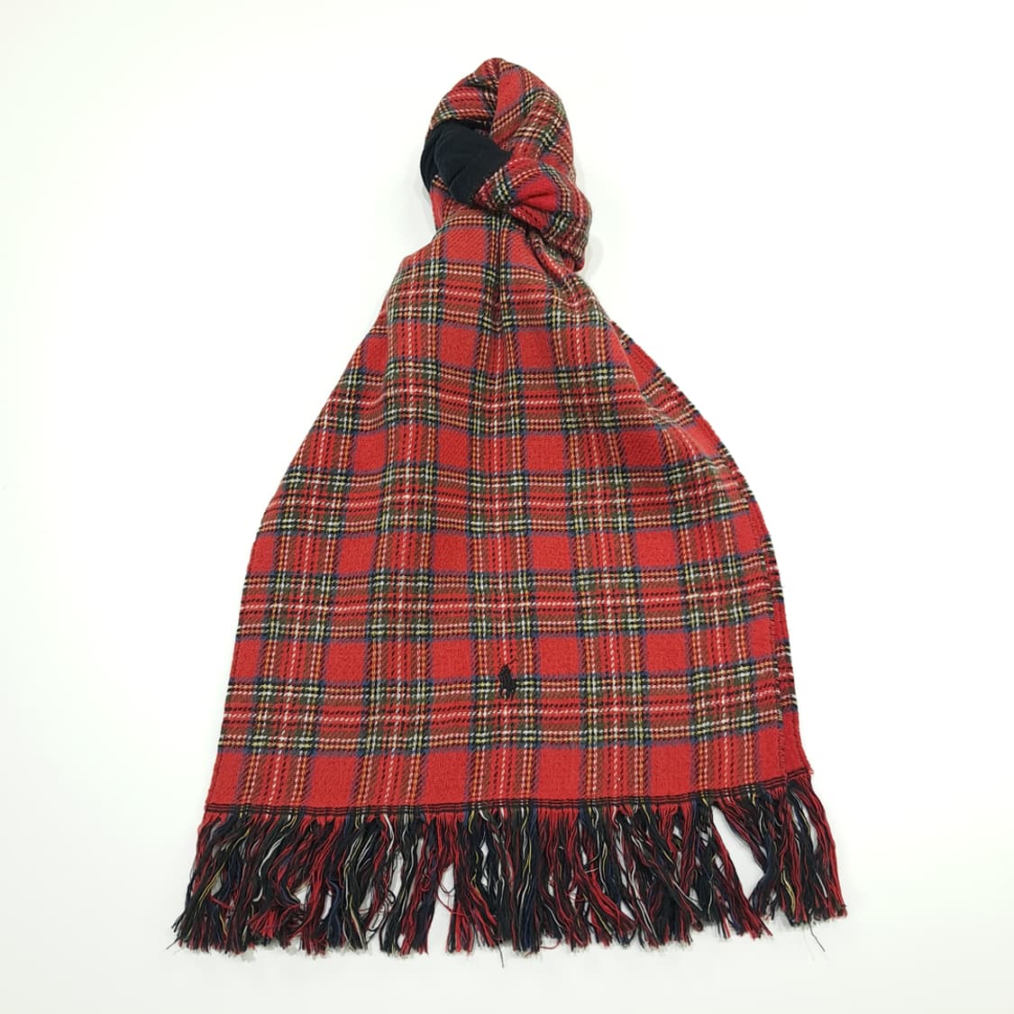 MX192 폴로 랄프로렌 레드체크 블랙 코튼 양면 목도리 머플러 상품이미지1