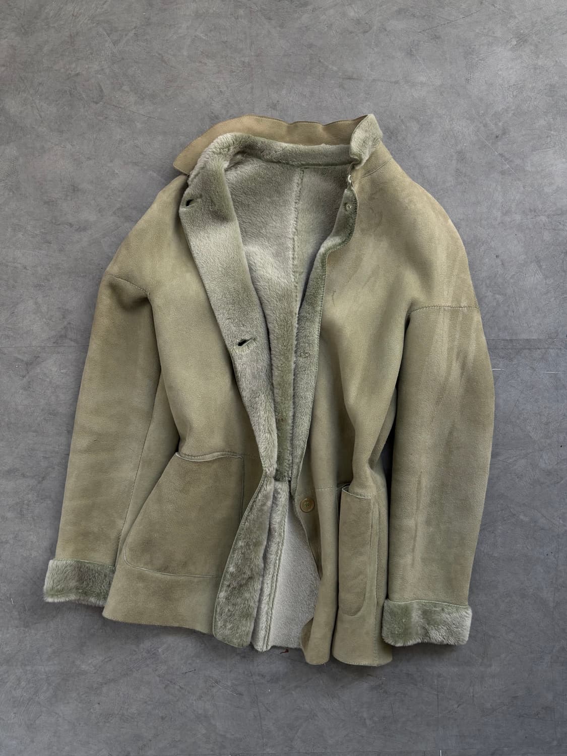 Burberry 버버리 퍼 안감 라이트 카키 시어링 자켓 상품이미지2