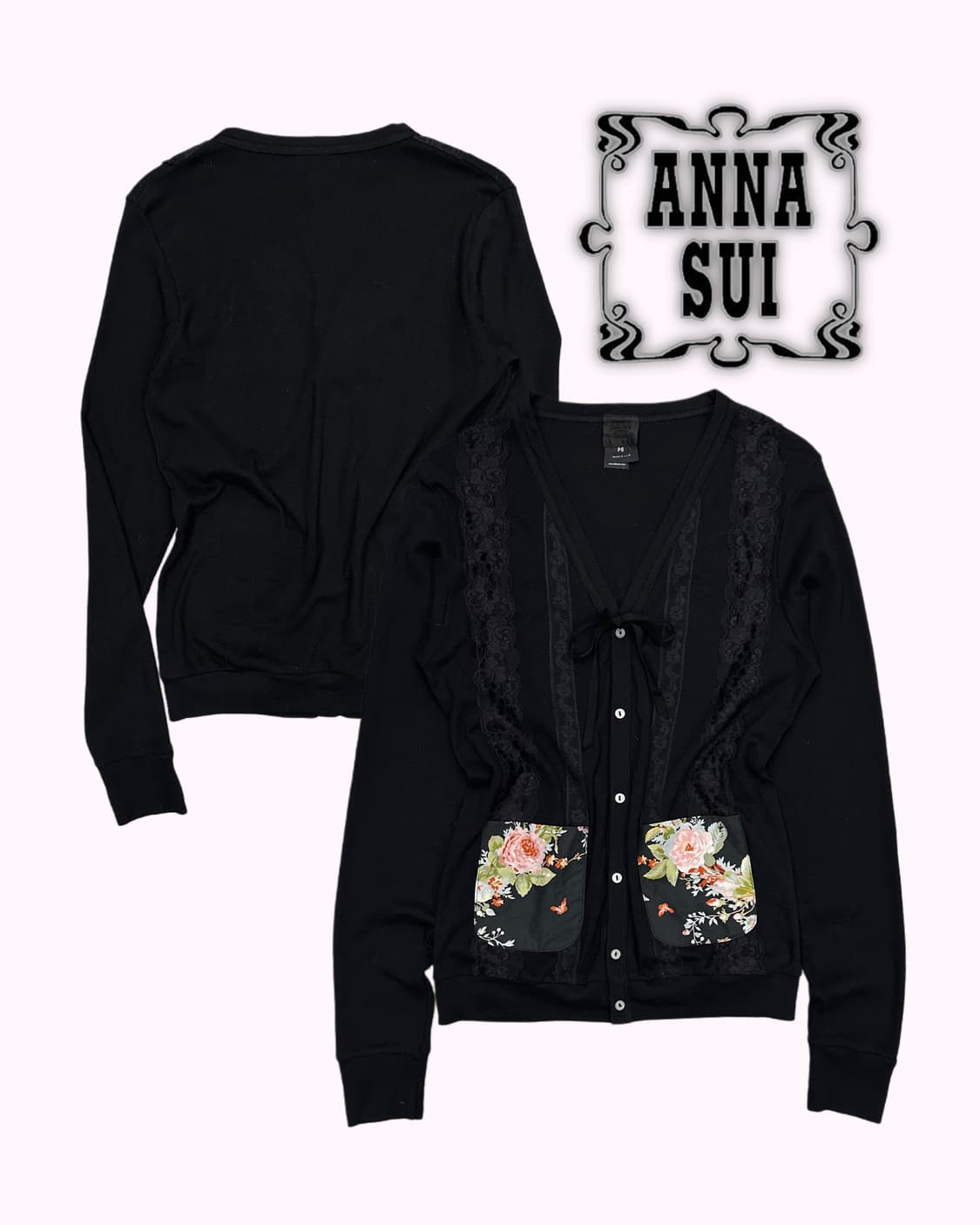 lace ribbon flower poacket cardigan 상품이미지1