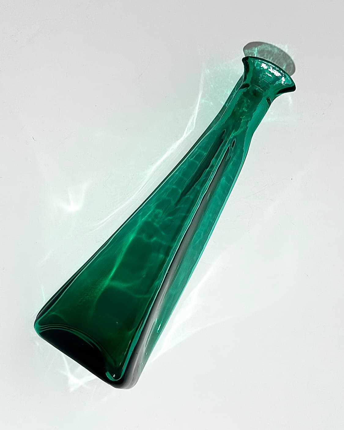 일본 빈티지 아트글라스 에메랄드 그린 화병🌲 상품이미지3