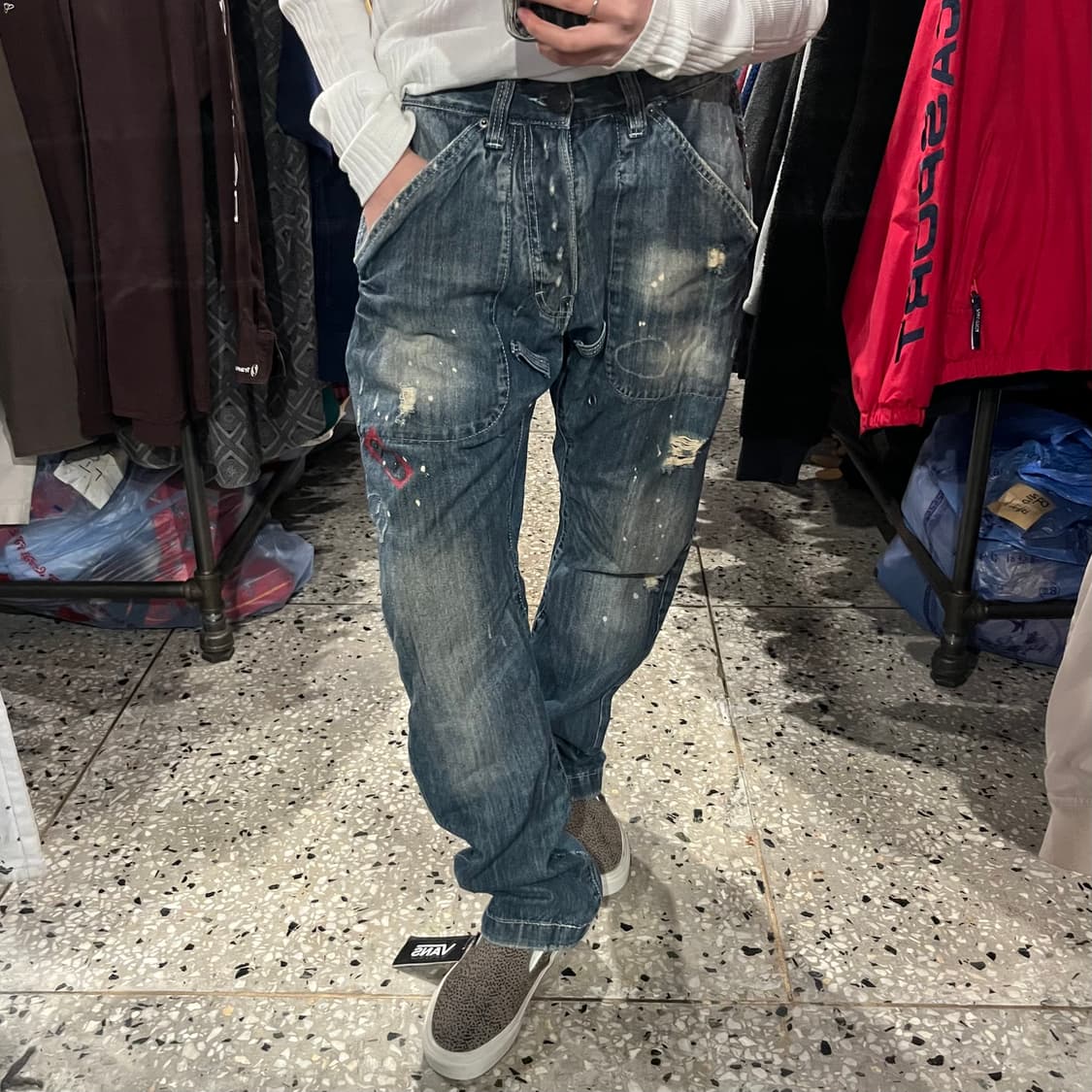 DSQUARED 디스퀘어드 페인트 워싱 루즈핏 데님팬츠  상품이미지2