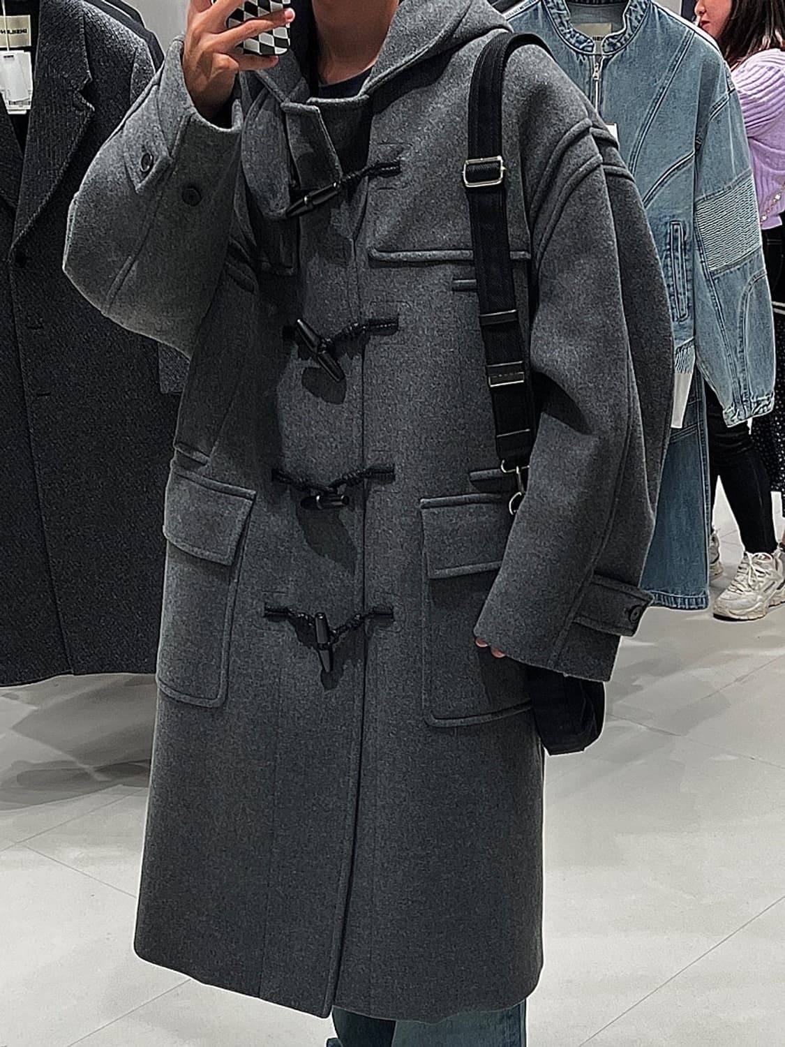 인사일런스 오버사이즈 더플코트 그레이 s 상품이미지2