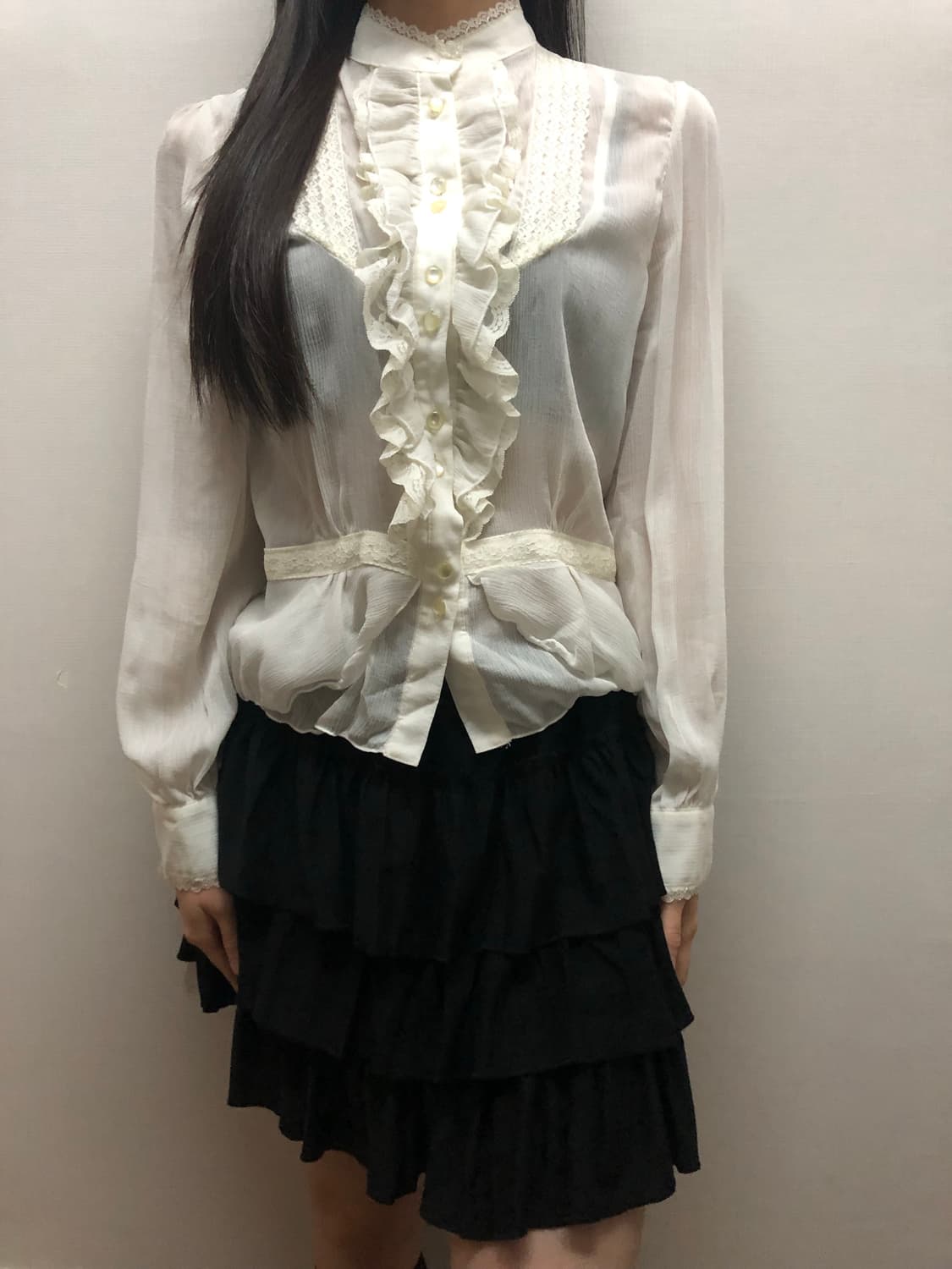 빈티지 화이트 프릴 블라우스 상품이미지3