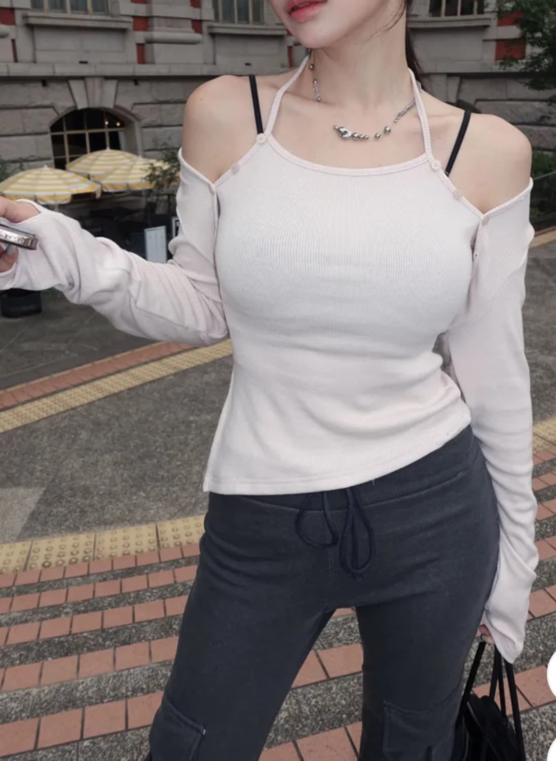 글램 홀터나시 볼레로 세트 핑크 상품이미지2