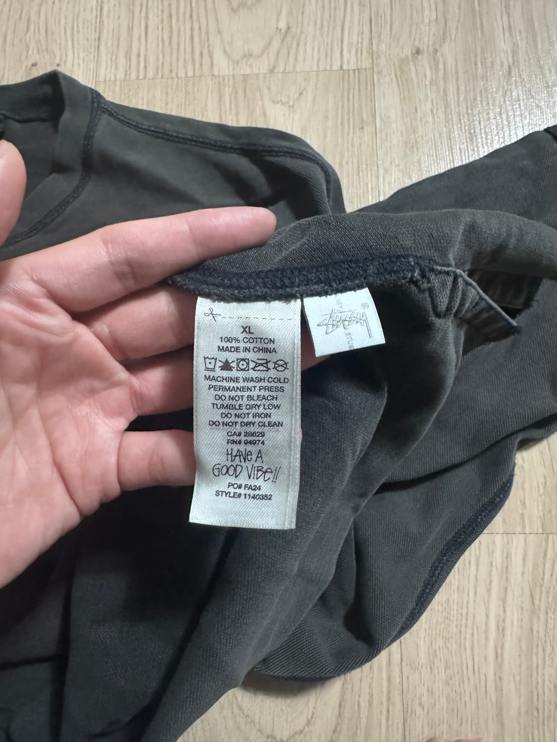스투시 코튼 풋볼 피그먼트 다이드 크루넥 블랙 XL 상품이미지4