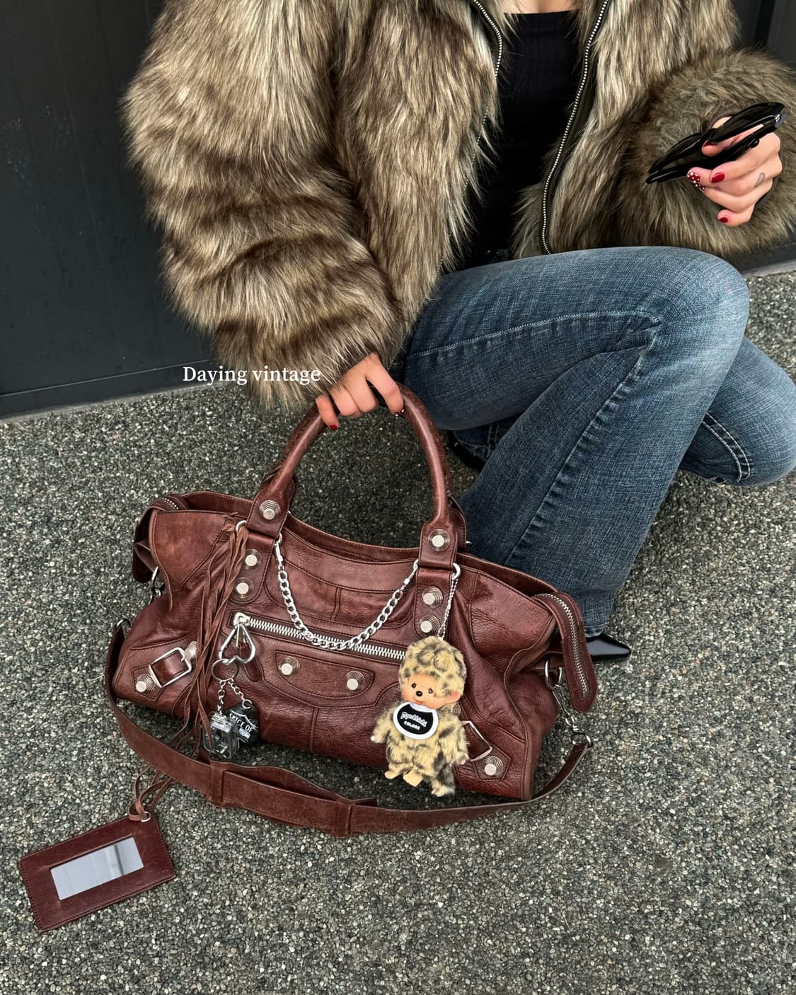 발렌시아가 모터백 라지 (브라운+실버) 상품이미지1