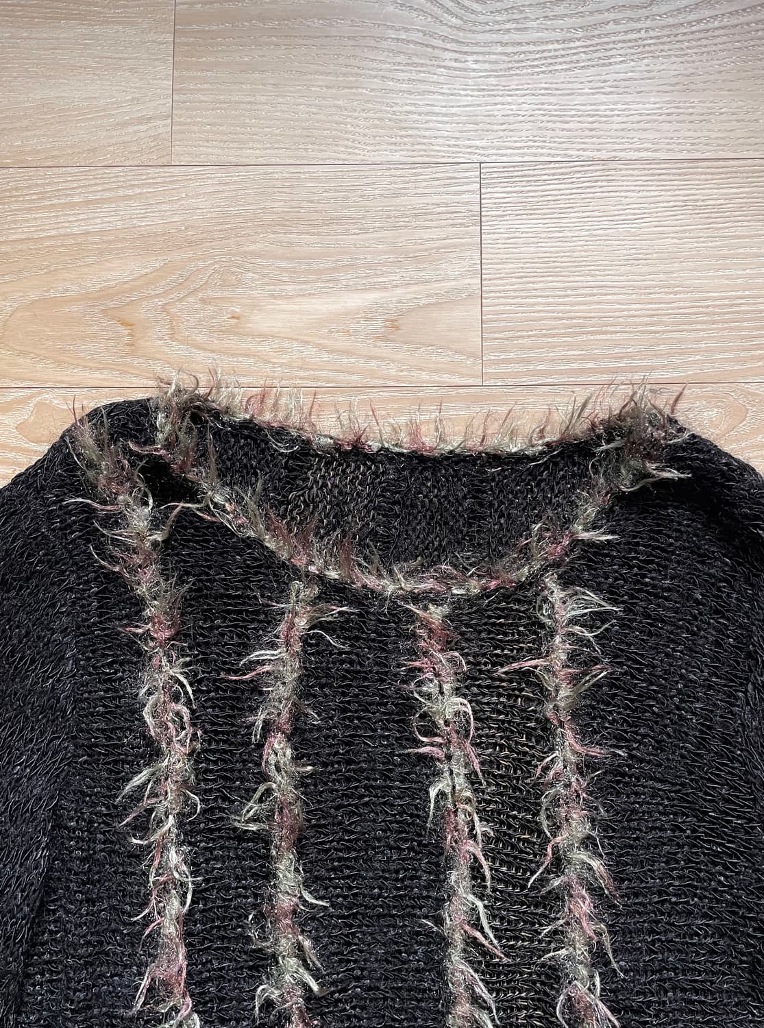 JPN VINTAGE 퍼 트리밍 니트 상품이미지2