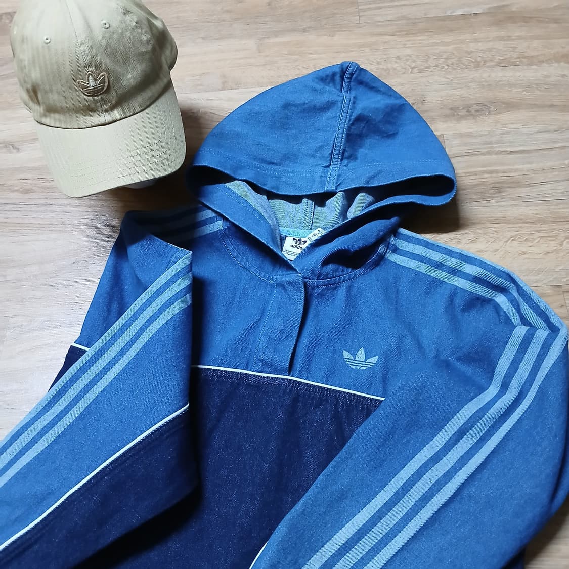 Adidas 아디다스 제니 데님 크롭 아노락 후드 청 후드 상품이미지4