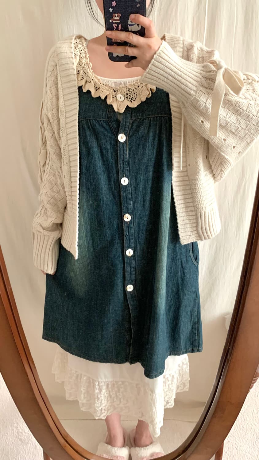 CHIP CLIP 모리 아일렛 리본 니트 볼레로 상품이미지5