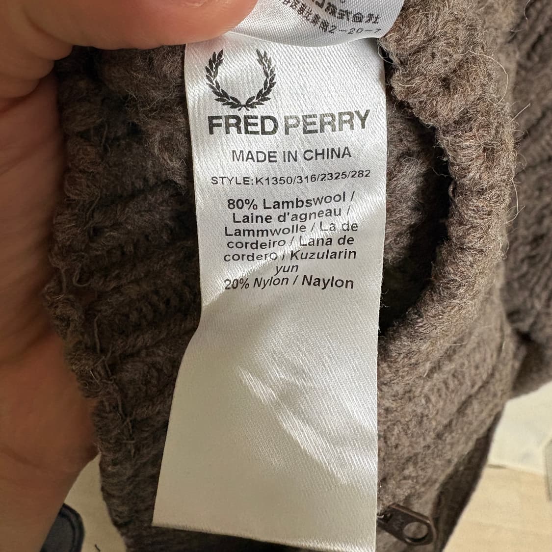 프레드페리 피셔맨 케이블 숄카라 집업 가디건 / 브라운, S 상품이미지9